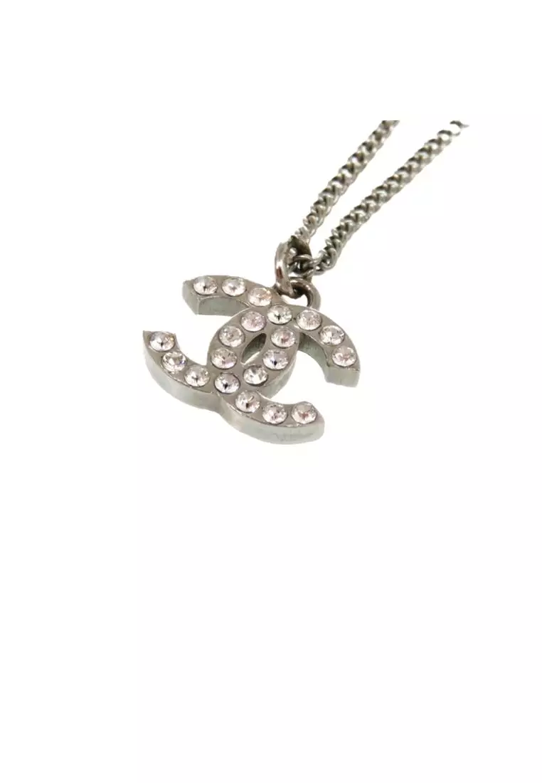 Pre-Loved Chanel Cc Brass And Strass Pendant Necklace
