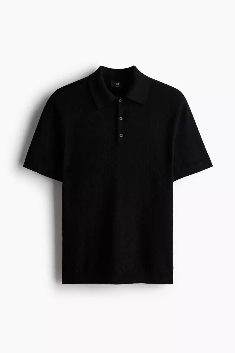 Slim Fit Textured-knit polo shirt