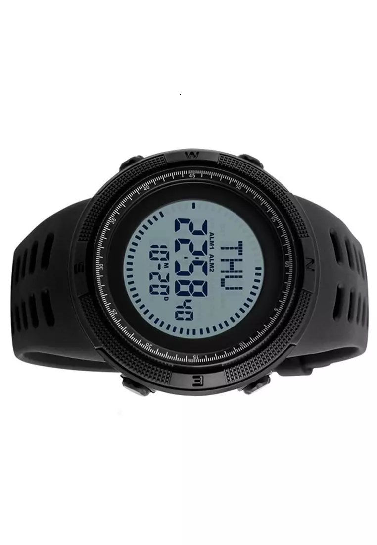 Jam Tangan Kompas Digital Pria LED Waterproof 50m Strap Tali Material Silicone 1254 ORIGINAL