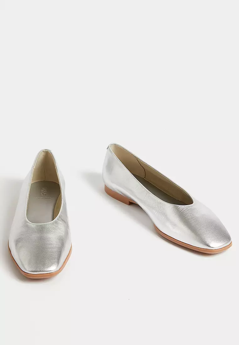 Jual Marks Spencer Leather Square Toe Ballet Pumps Original 2025