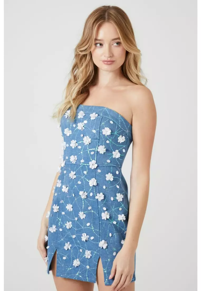 Denim floral clearance dress forever 21