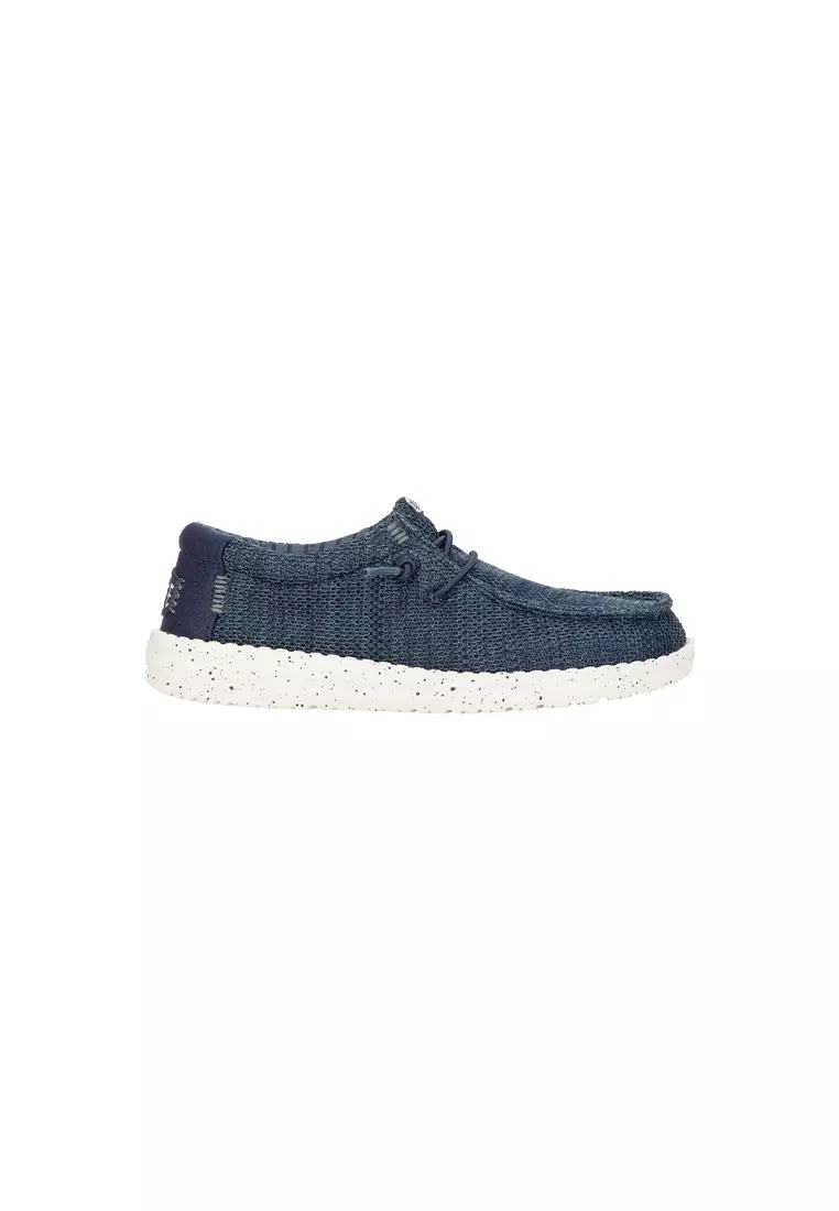 Discount on HeyDude  shoes - SKU: HeyDude Wally Youth Boys' Stretch Mesh in Navy
