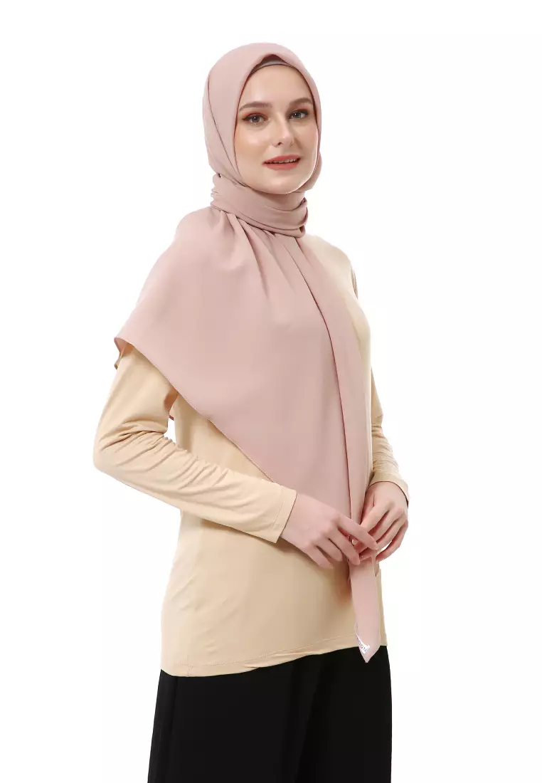 Afshin Jilbab Wanita Segiempat Motif Polos Premium Muslimah - Cream
