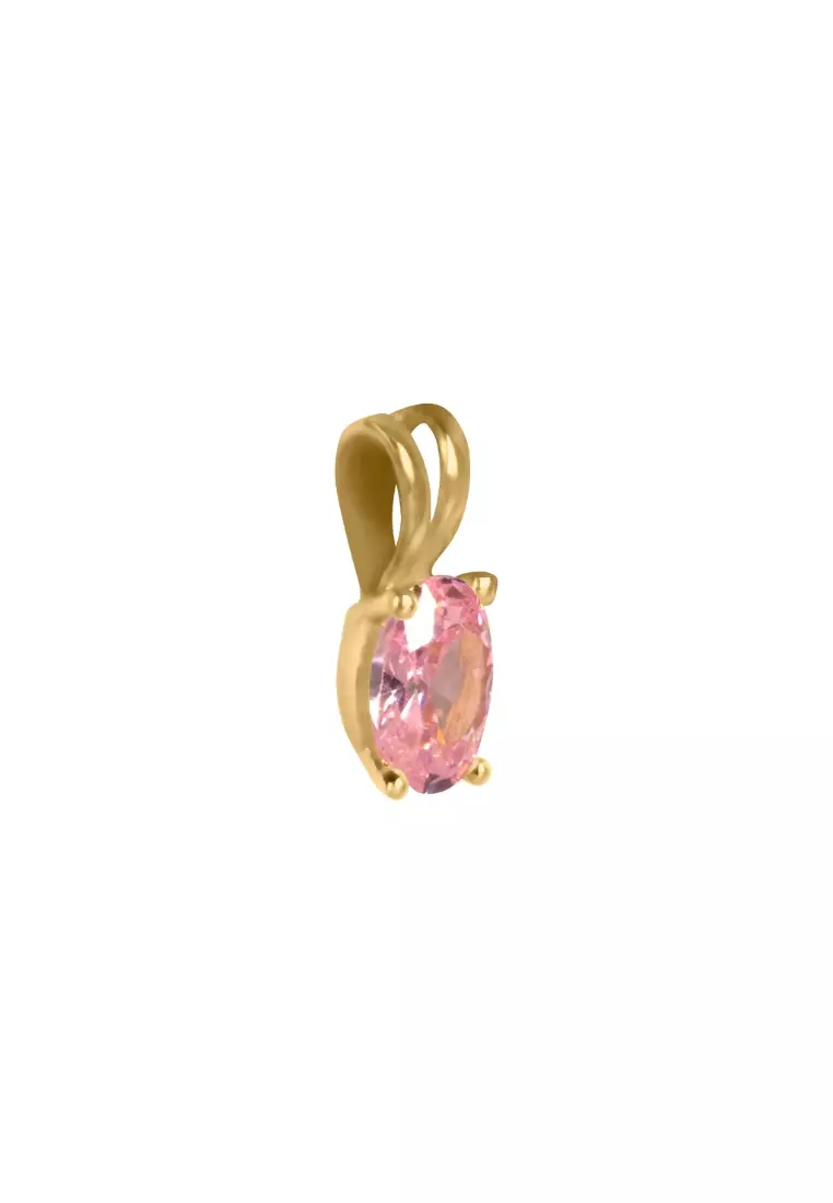  October Pink Tourmaline Colored Cubic Zirconia 18k Gold