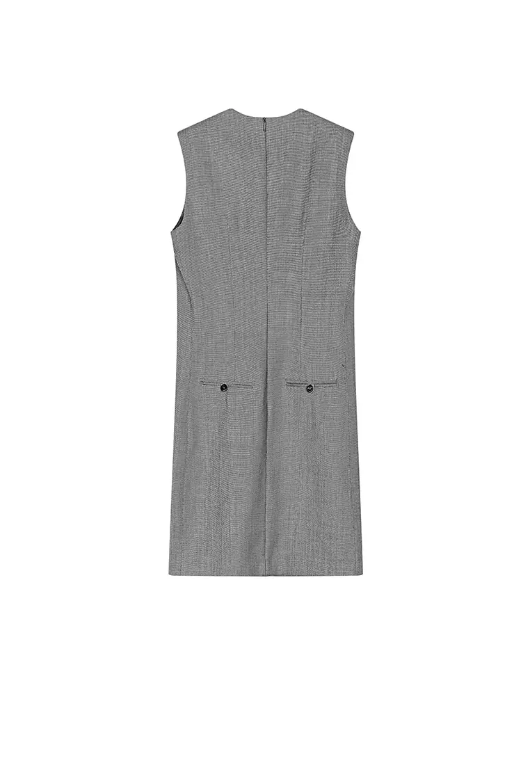 [Cocktail] Blend 3D Pattern X-line Sleeveless Dress