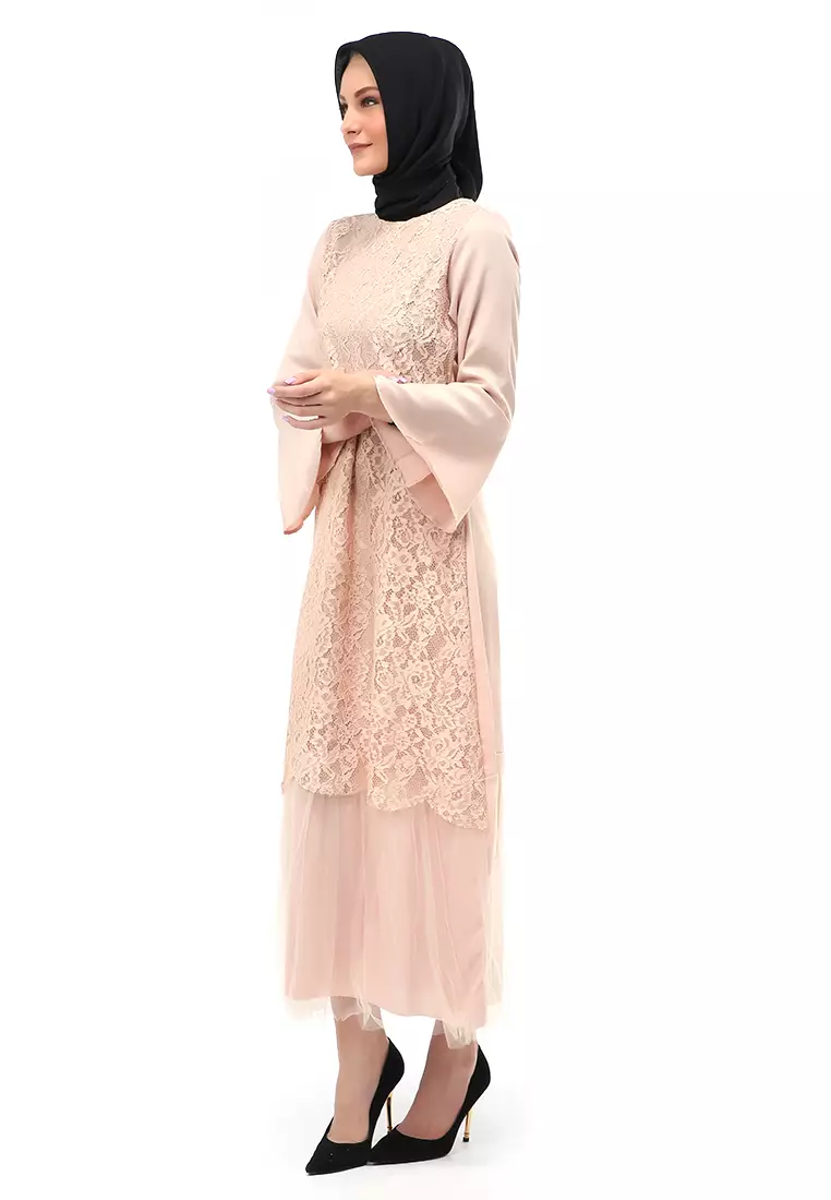 Regita Gamis Brukat Muslimah Wanita Long Dress Regular Fit - Coksu