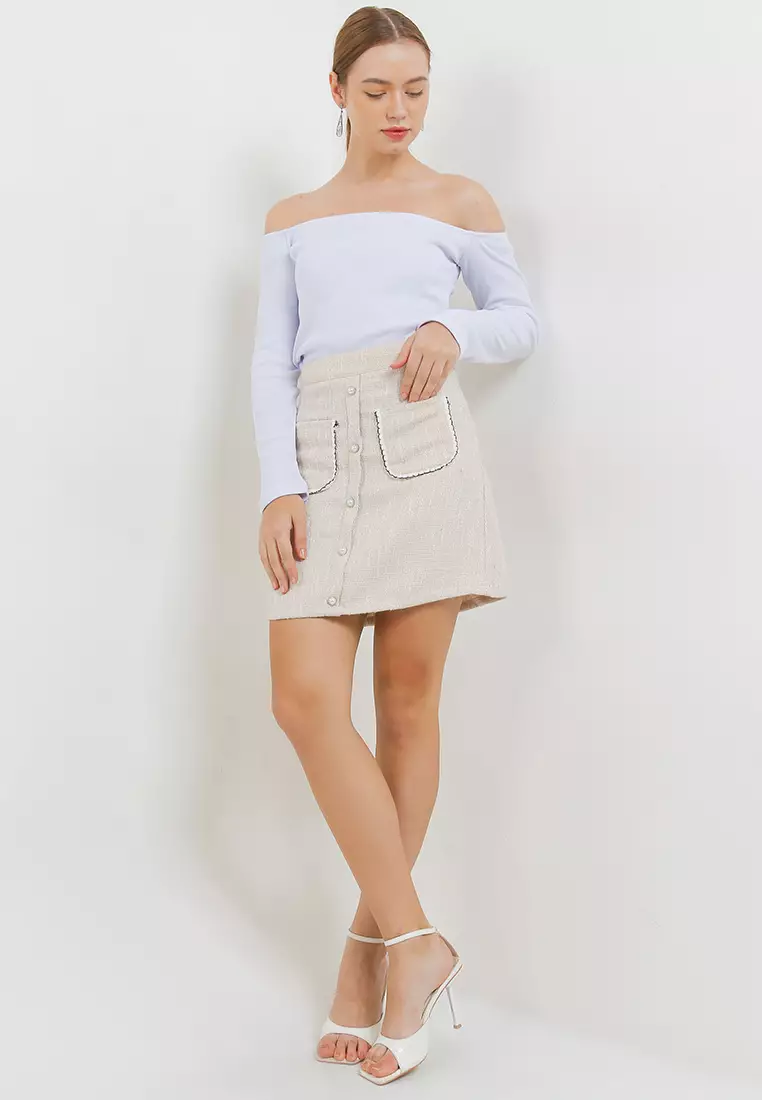 Rib Knit Off-Shoulder Crop Top