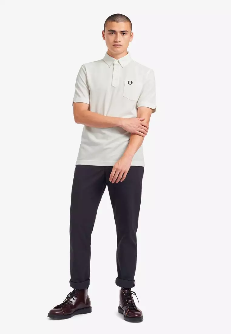 Fred Perry M1627 Button Down Collar Polo Shirt (Snow White)
