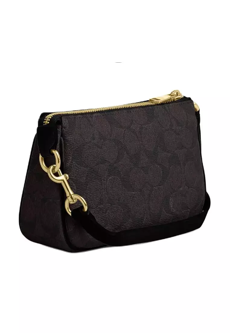 Nolita 19 Shoulder Bag In Signature Canvas Walnut Black CW426