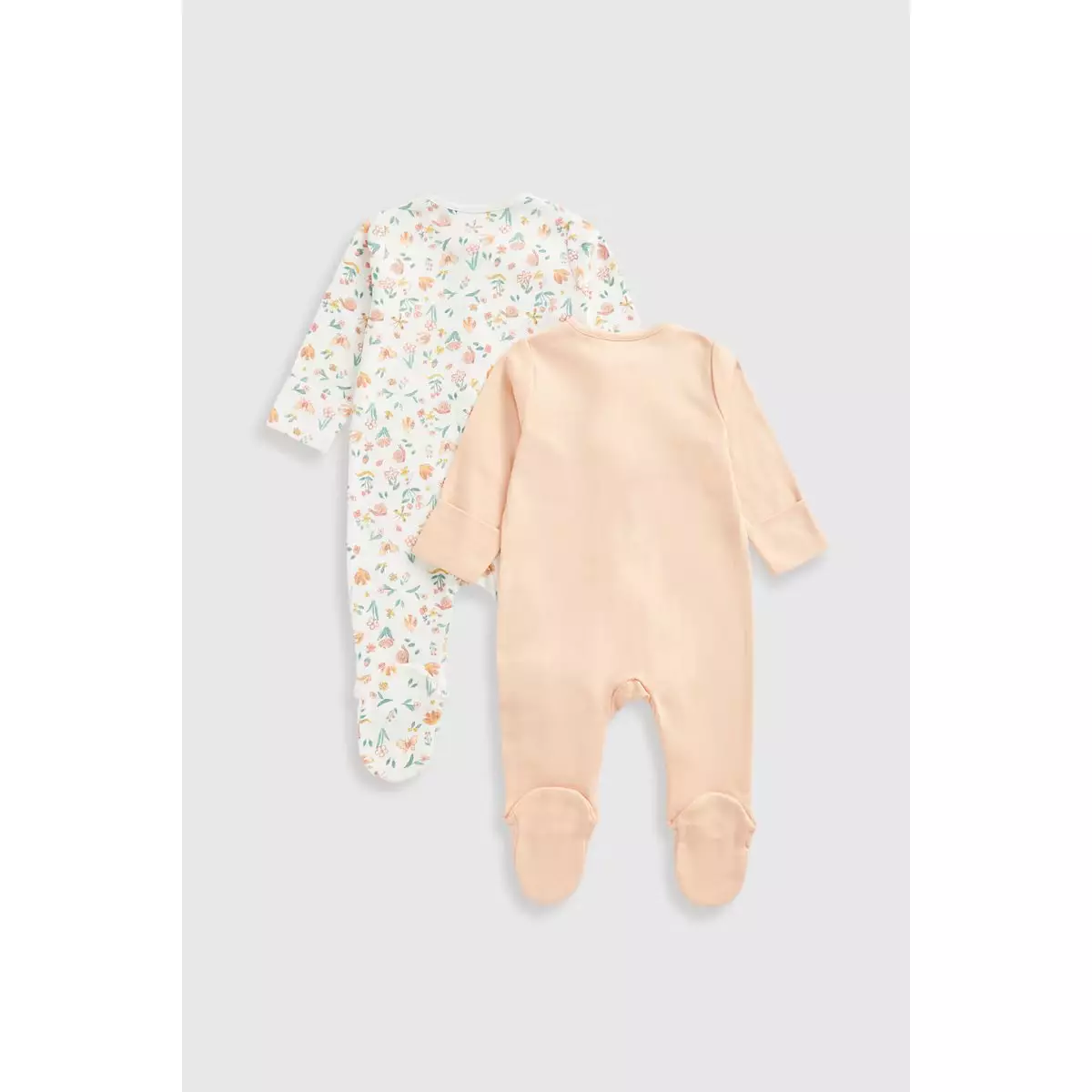 Mothercare Dinosaur Zip-Up Baby Sleepsuits - 2 Pack