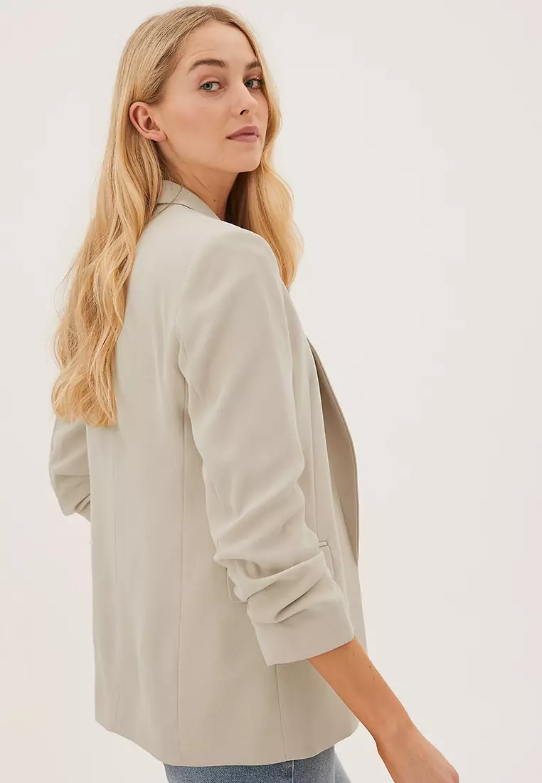 Ruched Sleeve Blazer