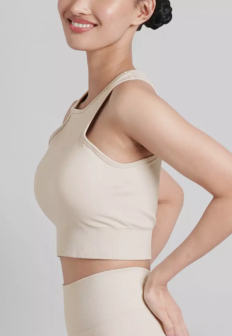 London Collection: Seamless Padded Active Halter Cropped Top