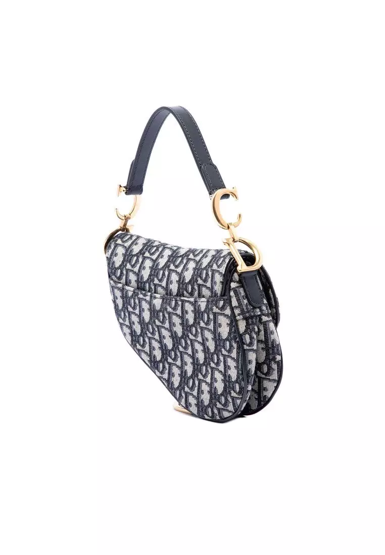 Pre-Loved Dior Mini Oblique Canvas Saddle Bag