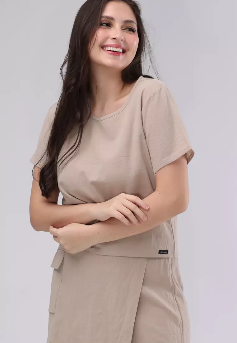 Wrinkles Cotton Short Sleeves Terno Skort