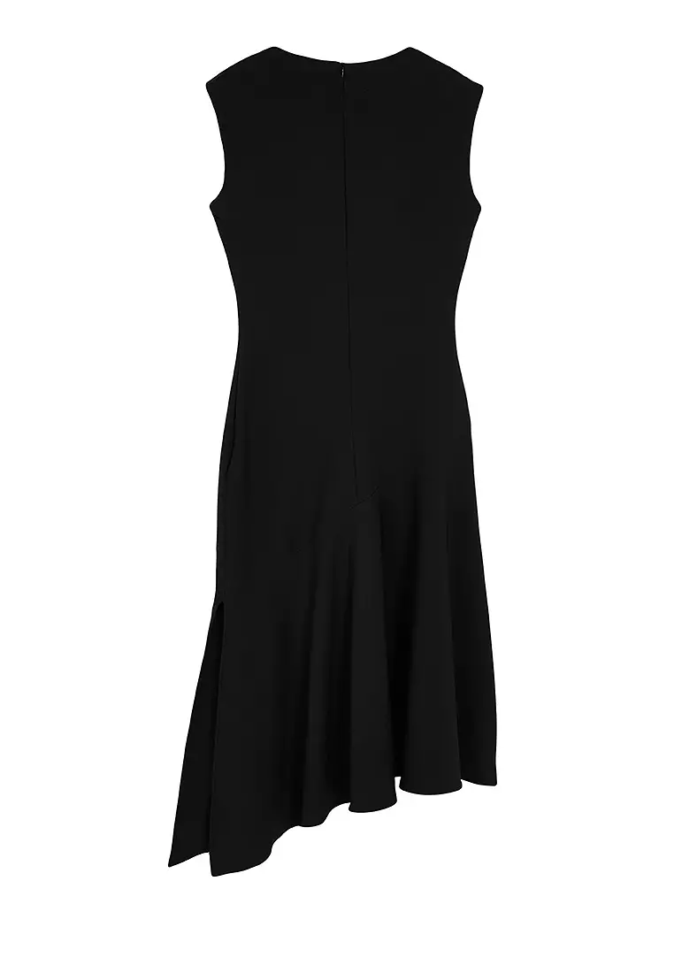 V-Neck Asymmetrical Midi Dress