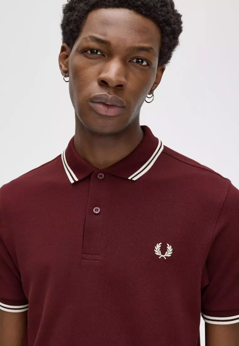Fred Perry M3600 Twin Tipped Fred Perry Shirt (Oxblood / Ecru / Ecru)