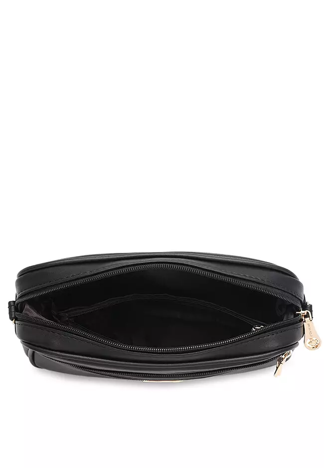 Multi Compartment Crossbody Bag / Sling Bag - Black