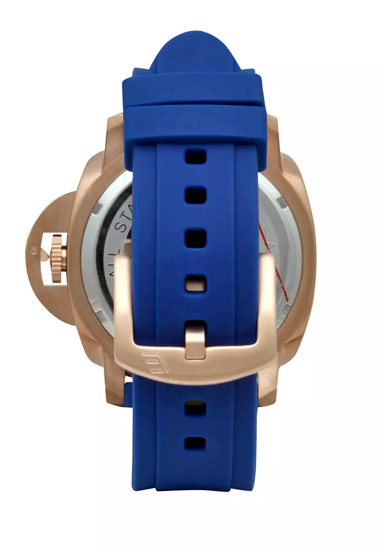 Elvano Jam Tangan Pria - Blue Rosegold - Rubber Strap - 9001MB6-2BL