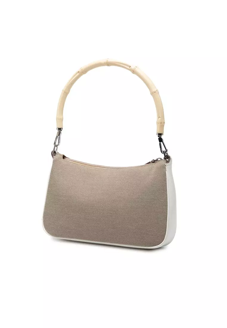 Pre-Loved Gucci Gg Canvas Bamboo Top Handle