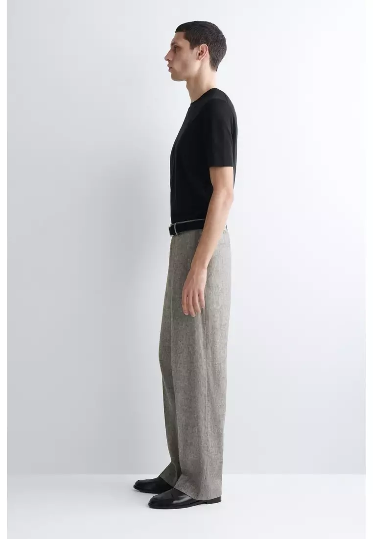 LINEN RELAXED-FIT STRAIGHT-LEG TROUSERS