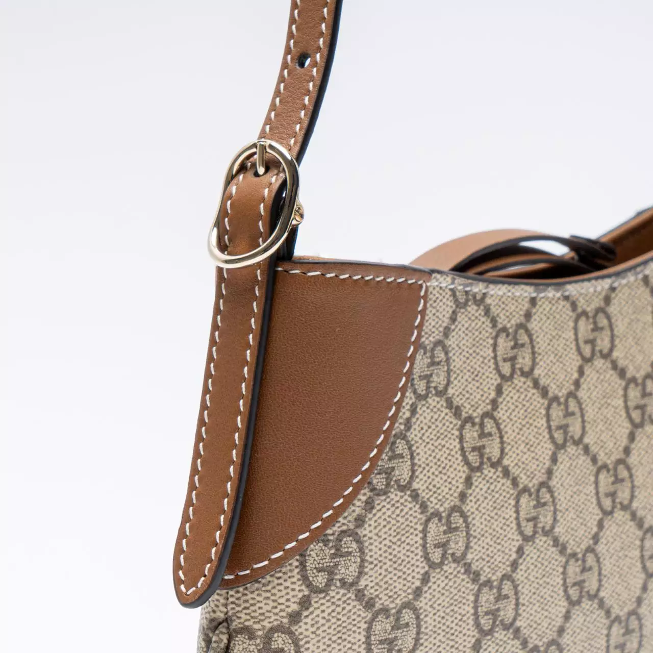 GG Monogram Emblem Small Shoulder Bag Beige Brown