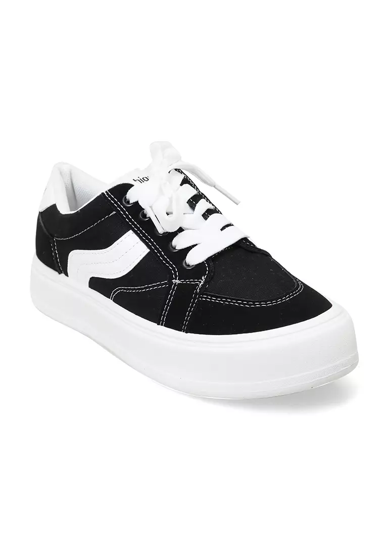 Sepatu Sneackers Tali Ikat Premium High Quality - Hitam