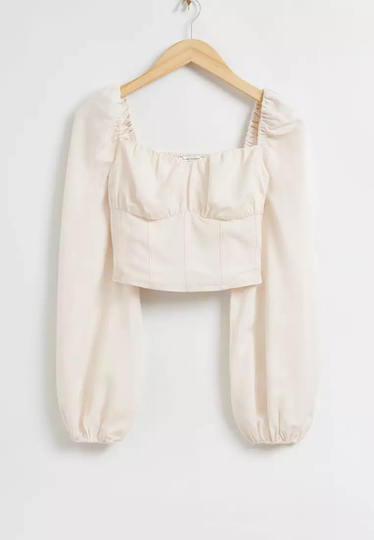 Fitted Smocked Back Corset Blouse