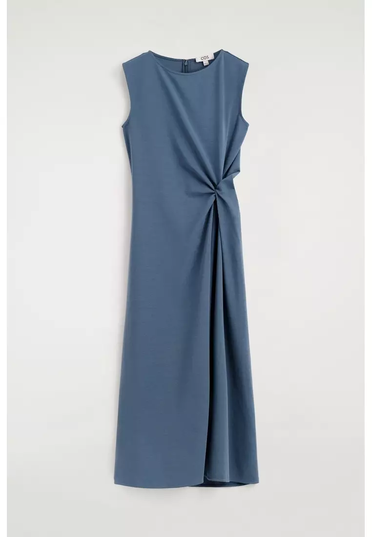 TWIST-DETAIL JERSEY MIDI DRESS