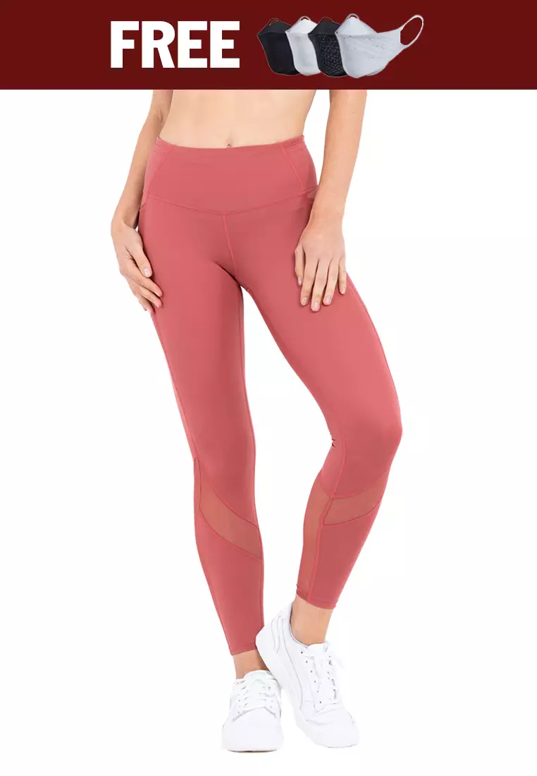 Mid-Rise Elevate 7/8-Length Mesh-Panel Compression Leggings for Women