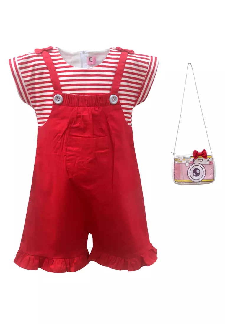 Two Mix Jumpsuit Anak Perempuan usia 1-8 tahun 4183 Merah
