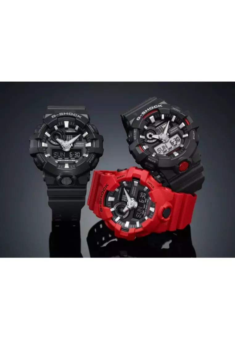 Men's Analog-Digital GA-700-4A Red Resin Band Sports Watch