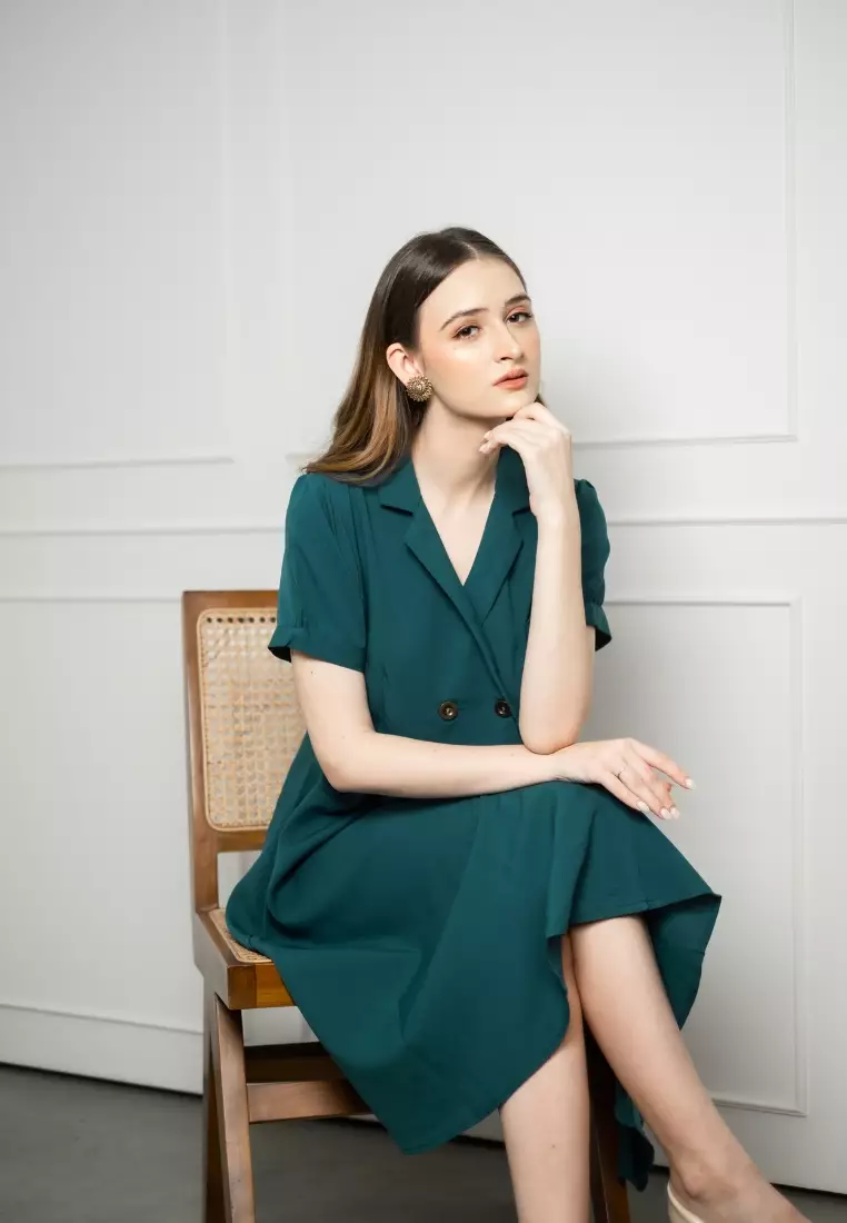 Urban Exchange Verita Teal Green Dress - Midi Dress Gaun Wanita