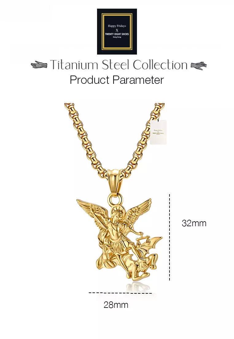 Titanium Steel Archangel Michael Pendant Necklace JW QF-DZ517