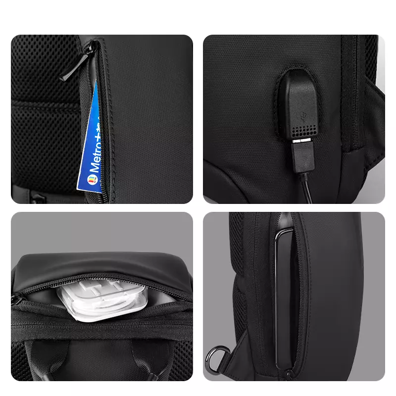 Mark Ryden MR7039 Tas Selempang Pria WaistBag Pria Sling Bag Pria Crossbody Bag TSA Lock - BLACK