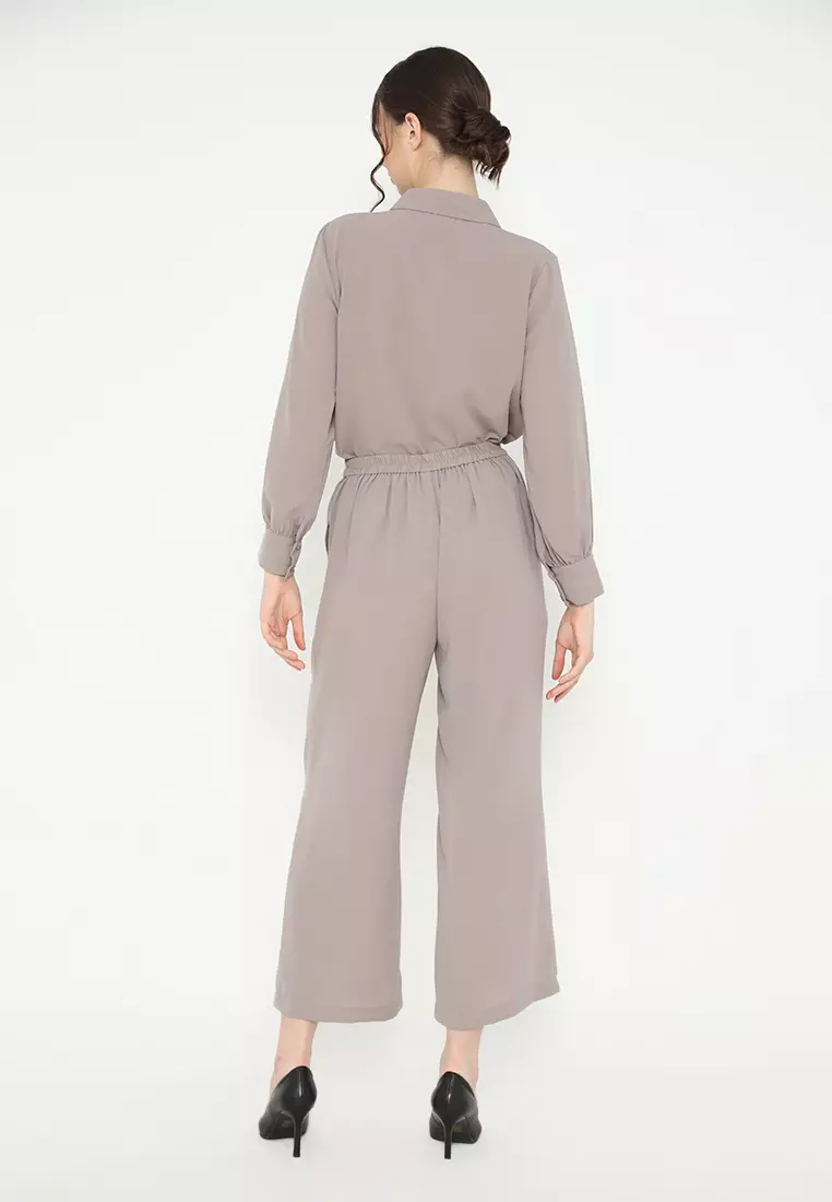 Plain Shirt Long Sleeve In Mocca By Brilliant Girl Warna KEMEJA