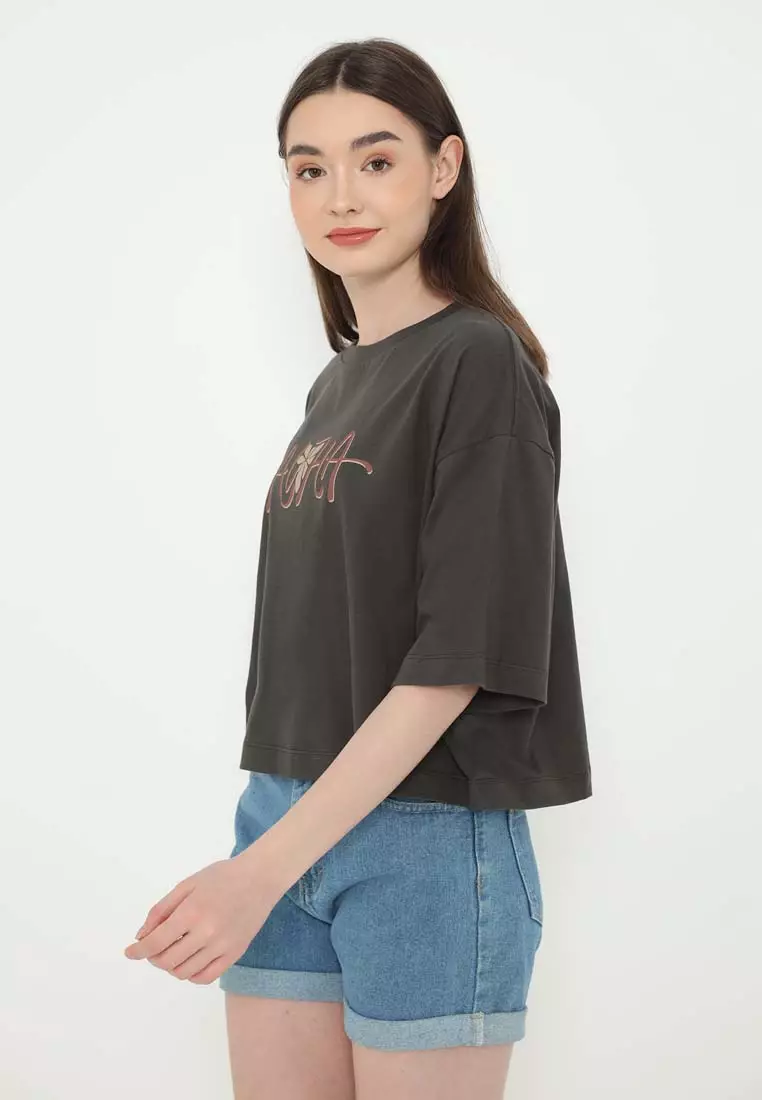 ALOHA FLORAL CROP TEE