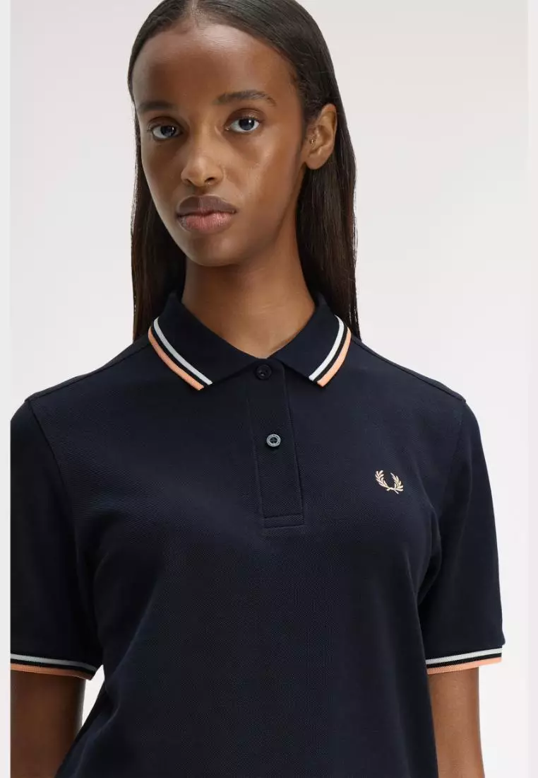 Fred Perry G3600 Twin Tipped Fred Perry Shirt (Navy / Snow White / Peach)