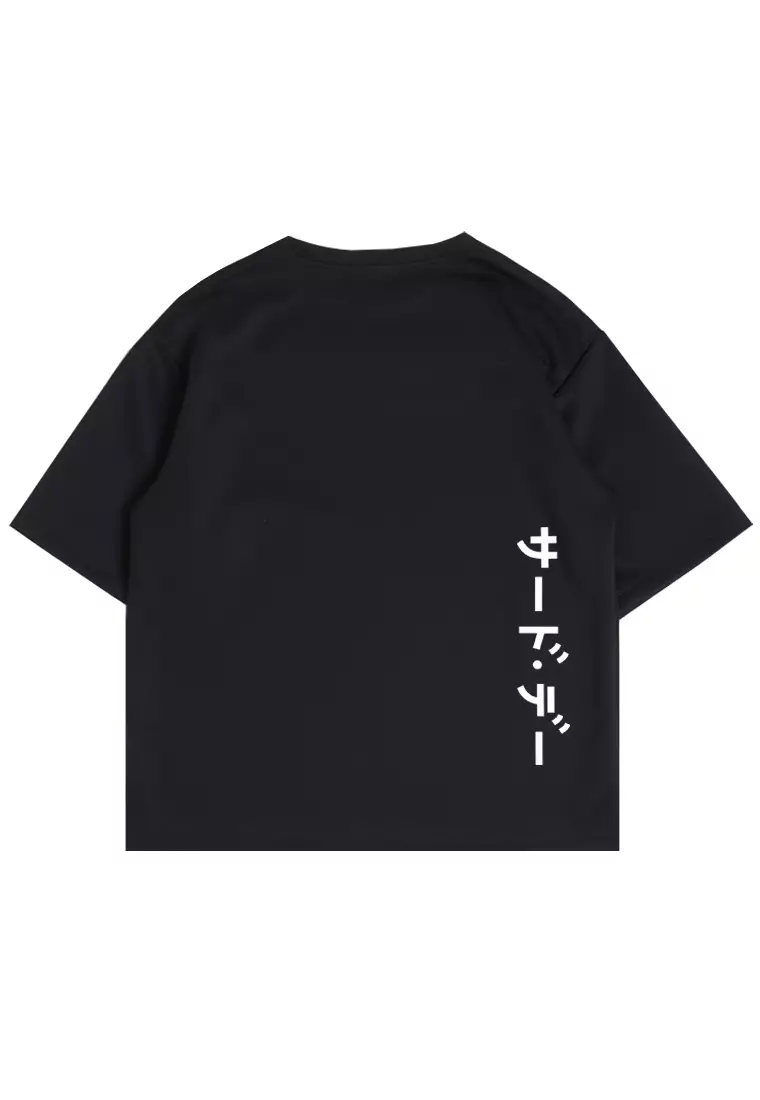 MTJ31 Kaos Oversize Distro Pria Katakana Vertikal Hitam