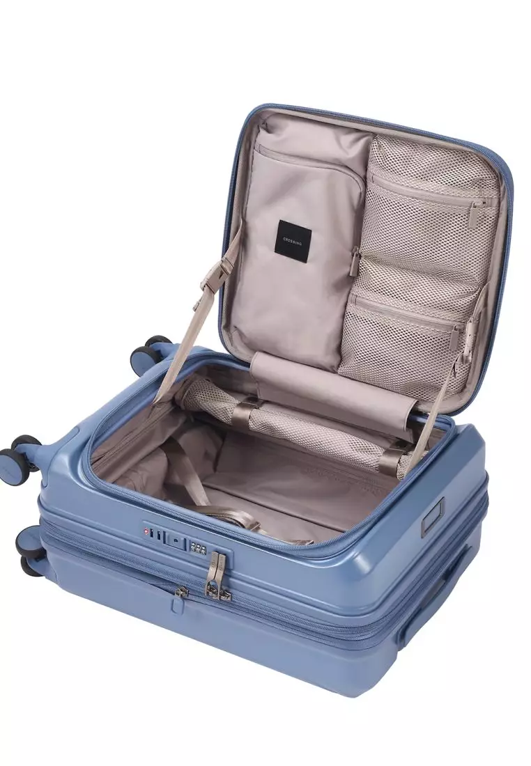 CROSSING INVI 20" Carry On Expandable Luggage With Front & Middle Access V3 - Smoke Blue