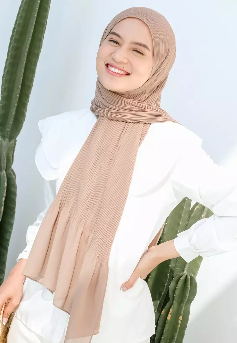 Bawal Pleats Shawl Soft Nude