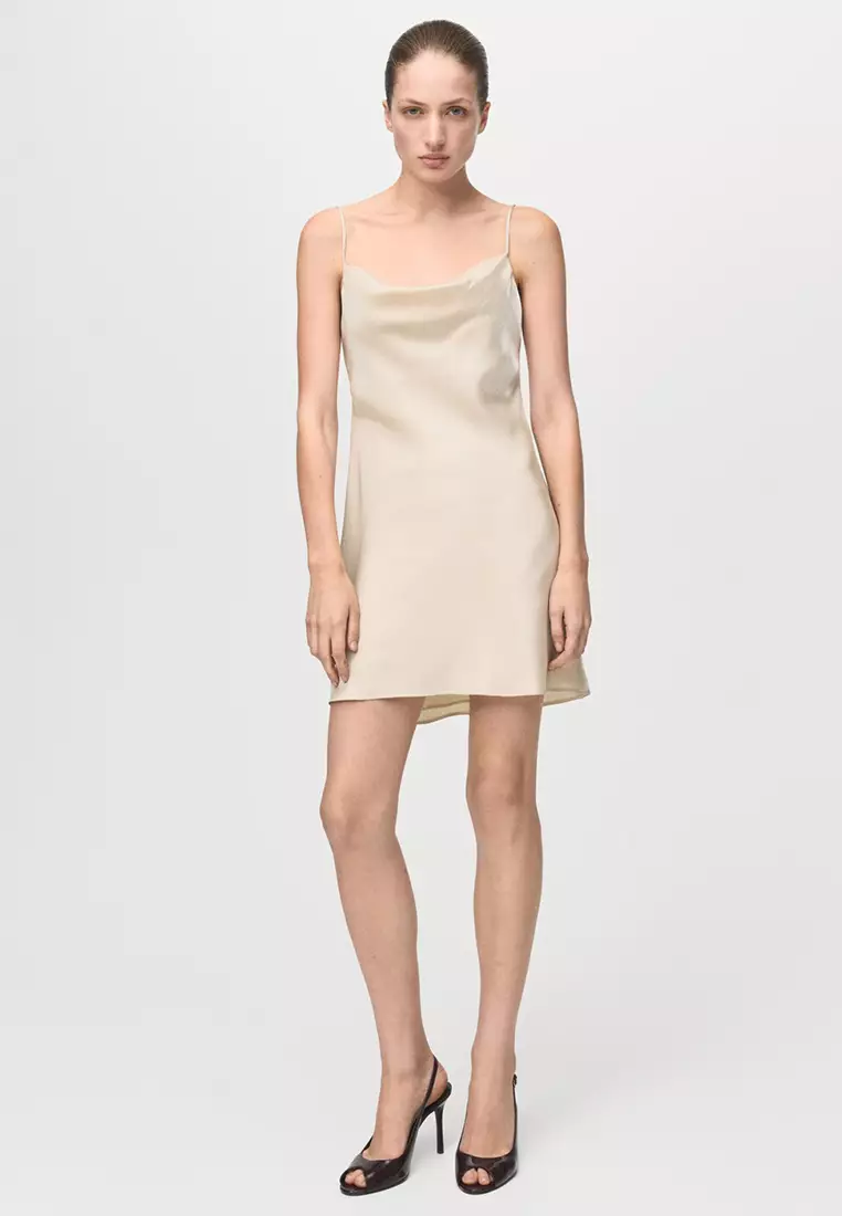 Satin Dress With A Low-Cut Neckline