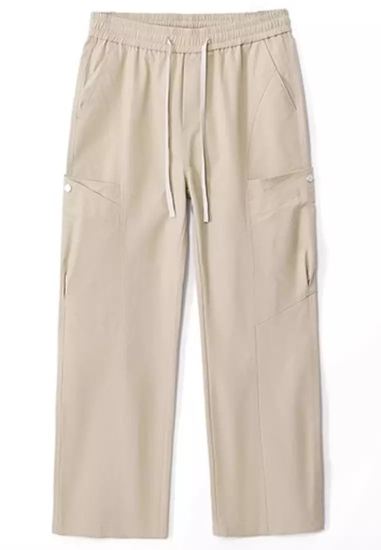 抽繩休閒寬腿褲