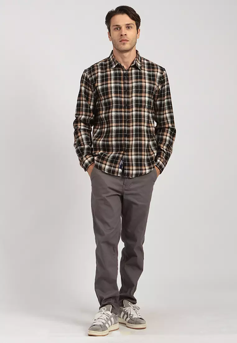 Kemeja Flanel Motif Kotak-Kotak Lengan Panjang E048J29