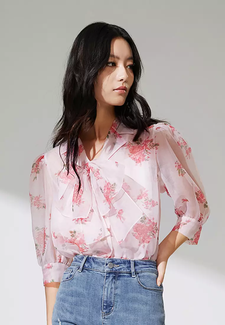 Loose Floral Summer Chiffon Blouse