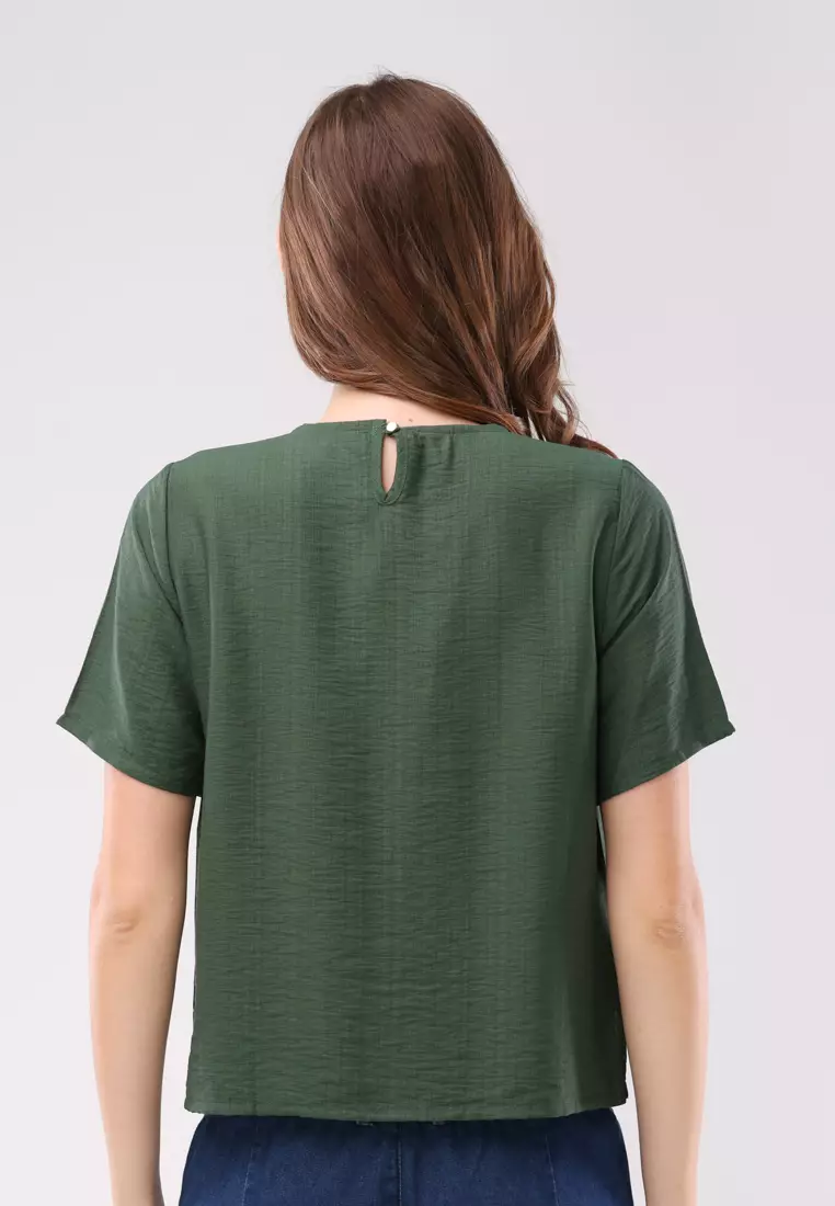 Slub Linen Woven Short Sleeves Blouse