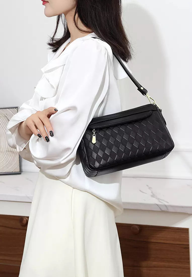 Rhombus Pattern Faux Leather Three Way Shoulder Bag JW HD-2796