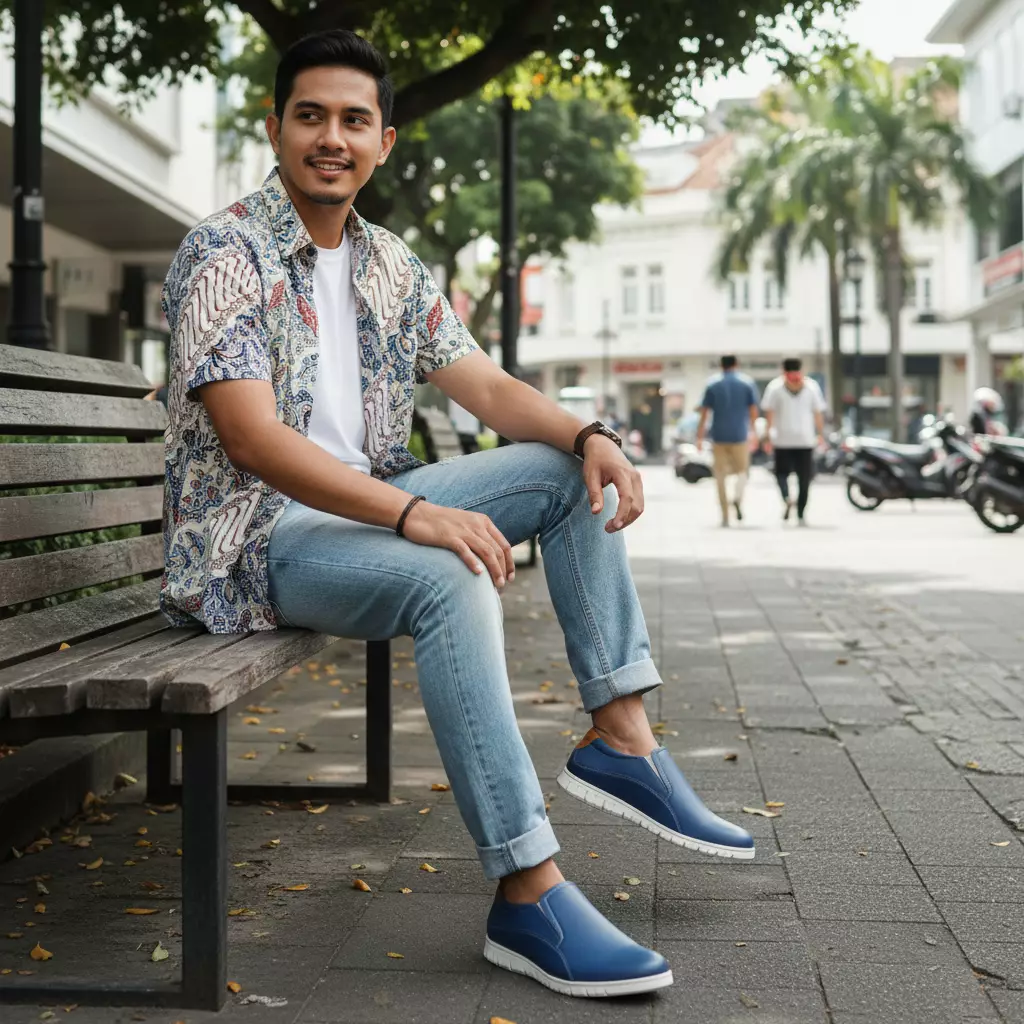 PAULMAY - Sepatu Casual Slip on Pria Modena 46 Navy