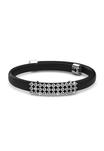 Her Jewellery black and silver Jamie Leather Bracelet (Black) - Made with Swarovski Crystals 584E2AC18A2258GS_1