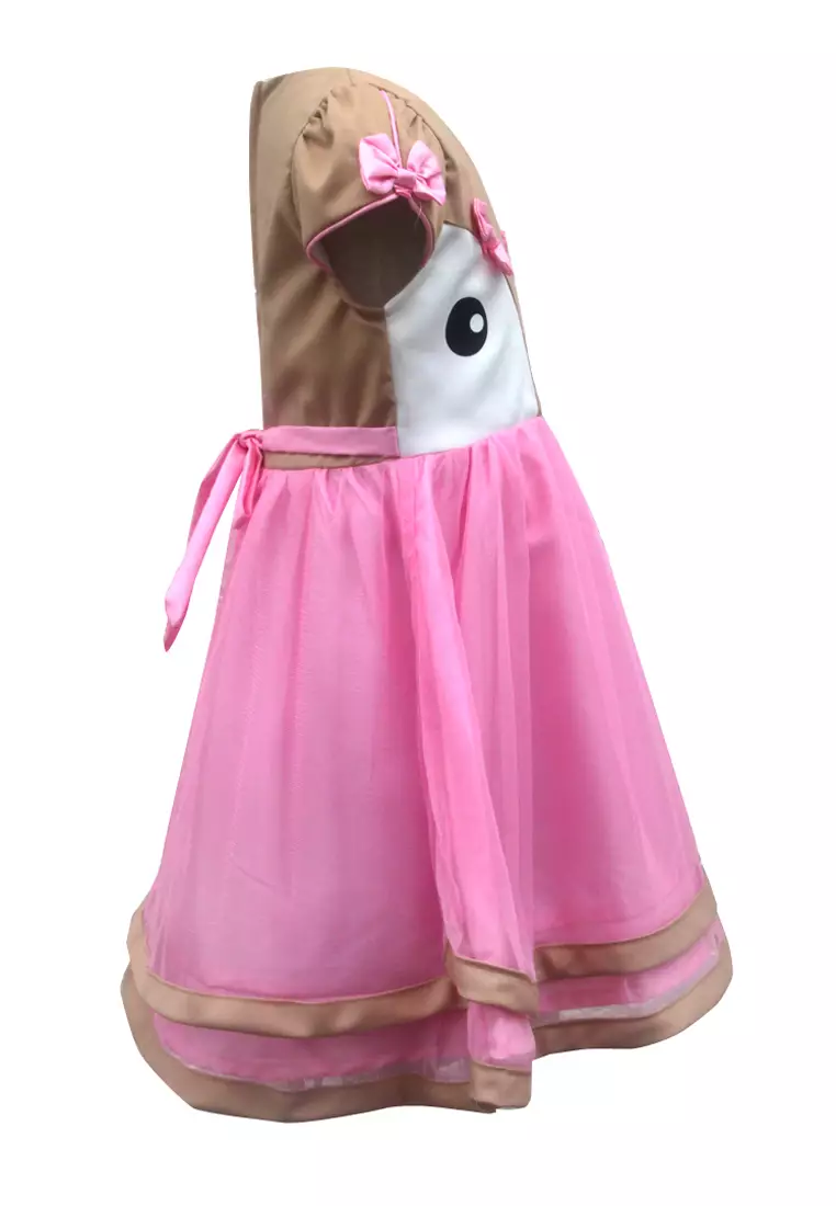 Two Mix Dress Anak Perempuan Bahan Kaos Scuba Gratis Tas Lucu Musang Usia 1-12 tahun 4130