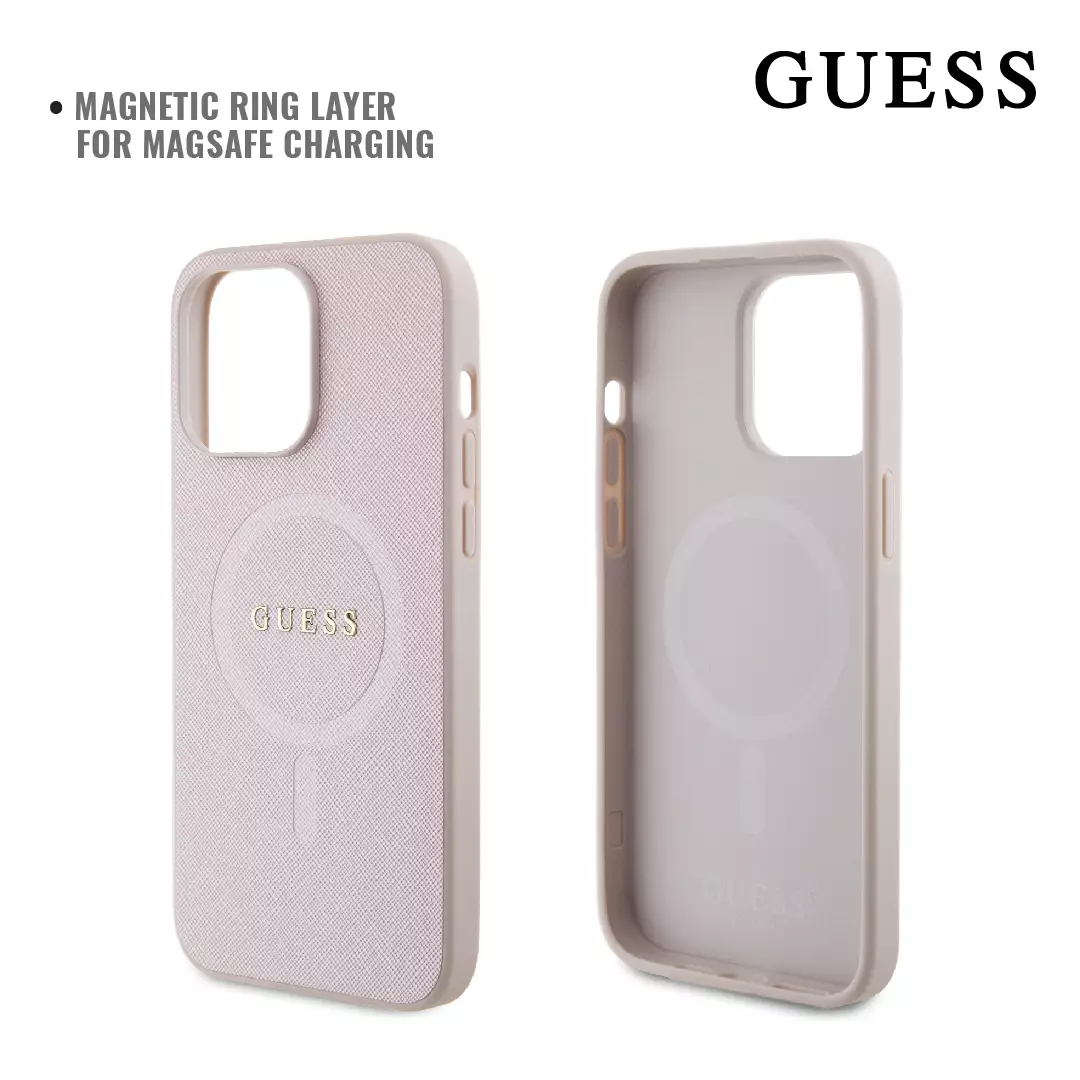 GUESS PU Saffiano MagSafe Case for iPhone 15 Pro/15 Pro Max